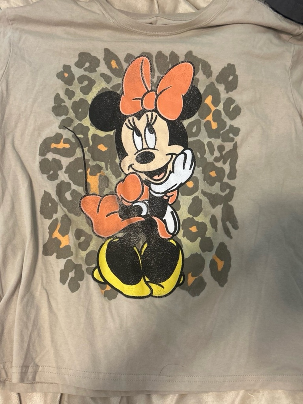 Disney Minnie Mouse Graphic Tee in Beige with Orange and Yellow